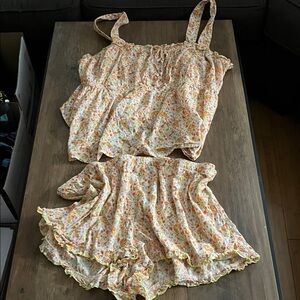 Old Navy Floral Pajama Set - Orange and White
